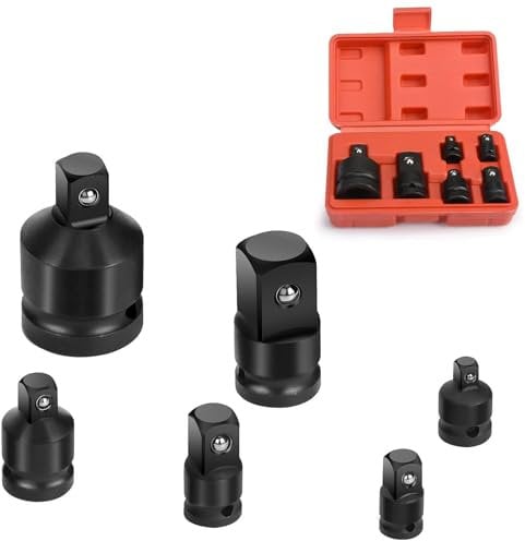 Profiwoab Impact Socket Adapter Set, 6 Pcs Professional Impact Socket Adapter, 1/2 to 3/8 Socket Adapter for Socket Wrench, Breaker Bars Ratchets Well Packed in a Plastic Case 1/4 3/8 1/2 3/4