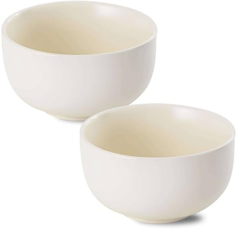 TYMYYS Scodella Colazione, Colazione, 400ml Ciotole Zuppa, Ciotole Ramen, Poke Bowl, Bowl Colazione, Ciotole Ceramica-Bianco-Set di 2