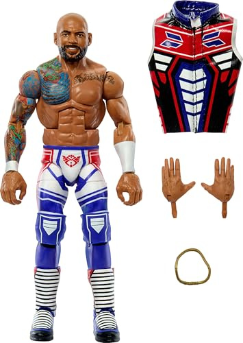 Mattel WWE Elite Actionfigur & Zubehör, 15,2 cm großer Sammel-Ricochet mit 25 Gelenkpunkten, lebensechtem Look & austauschbaren Händen