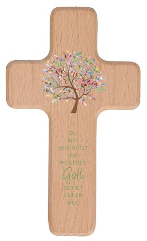 Butzon & Bercker Kinderkreuz Lebensbaum - Holzkreuz zur Taufe & Geburt | Buchenholz 14x8,2 cm - Christliches Taufgeschenk für Mädchen & Jungen - Inklusive Geschenkbox mit Segensspruch von Heidi Rose