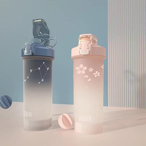 GraSky Lot de 2 Bouteilles d'eau Shaker protéinées de 800 ML – Anti-Fuite, sans BPA et opération à Une Main – avec marquages de Mesure – Comprend Une Boule en Silicone