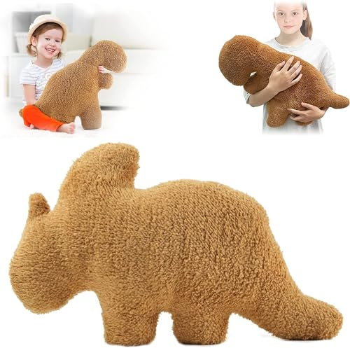 Dino-Nugget-Kissen,Chicken Nugget Kissen Stofftier, Dino Chicken Nugget Plüschtier, Dinosaurier Stofftier Plüschtiere Puppe, Kissen Geburtstagsgeschenke für Kinder Zimmerdekoration (Triceratops)
