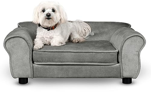 MG Design Haustiersofa in Grau – stabiles Holzgestell, weich gepolstert, pflegeleicht – Hundesofa & Katzensofa, fertig montiert