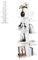 HOMASIS Libreria Verticale a Colonna da Terra a 7 Livelli, Libreria ad Albero in Legno, Angoliera Libreria Scaffale per Salotto, Soggiorno, Ufficio, Portata di 40 kg, 50 x 20 x 141 cm (Bianco)