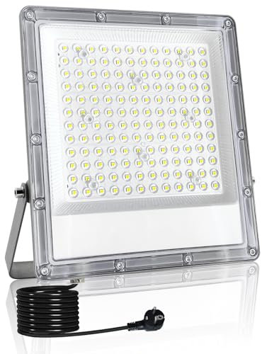 Indmird LED Strahler Außen 150W, 15000LM LED Aussenstrahler 6500K Kaltweiß LED Scheinwerfer IP66 Wasserdicht Baustrahler LED Flutlicht für Garten Garage Sportplatz Hof Flur