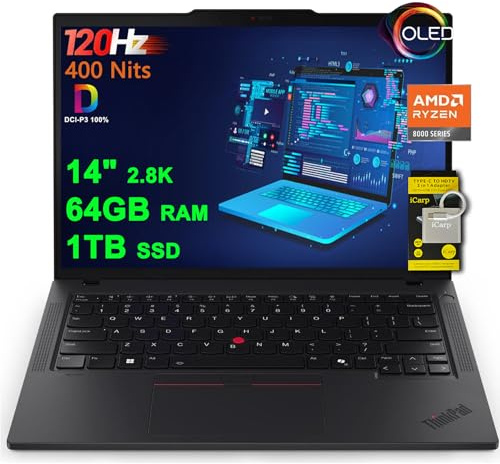 Lenovo ThinkPad P14s Gen 5 Mobile Workstation Laptop 14 2.8K (2880x1800) OLED 120Hz (400nits) AMD 8-core Ryzen 7 PRO 8840HS (>i7-12700H) 64GB RAM 1TB SSD Backlit Fingerprint Win11Pro w/ICP Accessory