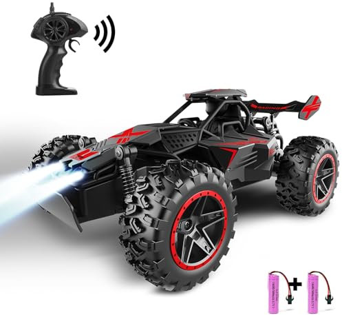 SZJJX Ferngesteuertes Auto ab 3 4 5 6 7 8+ Jahre Kinder,2.4Ghz RC Auto Spielzeug mit LED-Leuchten,Alloy Gehäuse,15+KM/H Rennauto Ferngesteuert,2WD RC Car Crawler Geschenk Mädchen Junge Schwarz Rot