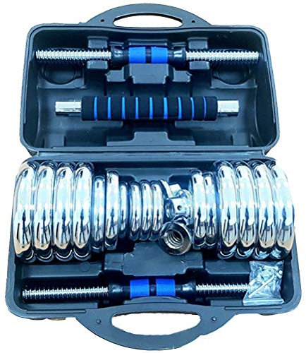 Chrome Cast Iron Dumbbells Barbell 30kg Weights Set