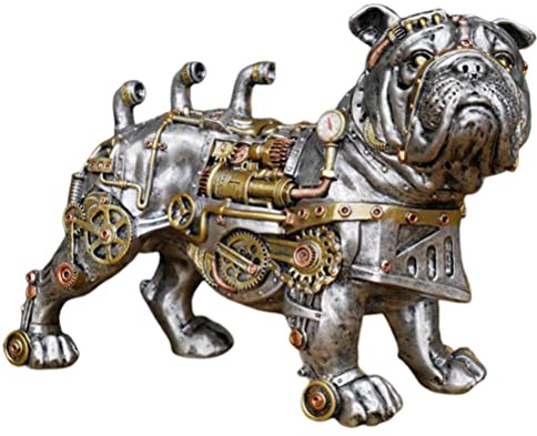 Masyrt Bulldog -Statue 21 * 18 * 12 Mechanische Punk -Hundeharzhandwerk Steampunk Bulldog Hundeharz Statue Desktop Fensterdekoration Home Ornamente