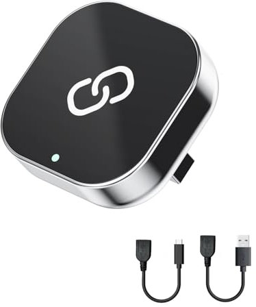 Spedal CarPlay Wireless Adapter Android Auto, Mini Stabiler Kabelloses CarPlay Adapter mit USB C/A Kabel, Plug und Play, kompatibel mit iPhone iOS 10+ & Autos mit Wired CarPlay (Silber)