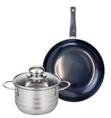ELO 9709450 Batterie de cuisine 2 pièces, Ensemble de 1 Poêle de cuisson 20 cm et 1 faitout 14 cm Elo Prima Brillant, inox, induction, Noir