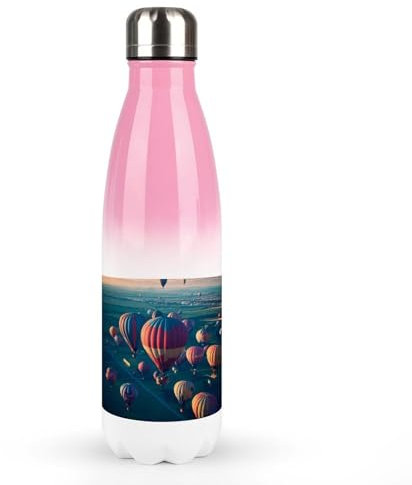 Isolierte Wasserflasche Heißluftballons Druck Metall Reise Sport Wasserflaschen Cola Flasche Form Auslaufsicher Thermoflasche Hält Kalt Heiß