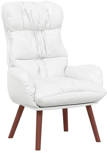 vidaXL Sillón Moderno Blanco de Cuero sintético Diseño ergonómico Estilo Elegante Asiento Interior Sala de Estar Dormitorio Estudio Cómodo y Duradero Ideal para Leer Sillón versátil