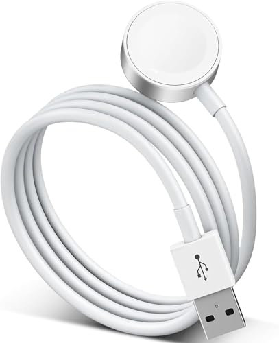 Cargador para Apple Watch, Base de Carga Cargador Reloj, Magnético, Cargadores Carga Rápida Portátil con USB Cable 1M, para Watch Series 10/9/8/7/6/5/4/3/2/1/Ultra/SE Ultra, Blanco