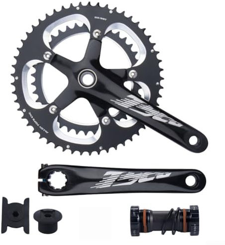 Bielas de bicicleta de carretera de 170 mm, plato doble 53-39T, 130BCD, eje de 24 mm de diámetro, para sistemas de bicicleta de carretera de 10 velocidades y 11 velocidades