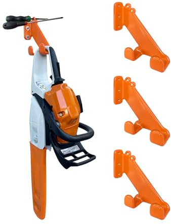 OSROENE Kettensägenaufhänger, 3 Stück, Kettensägen-Wandhalterung, robuster Kettensägenhalter, Garagenorganisation, Garage, Aufbewahrung, Schuppen, Organizer, montiertes Kettensägenregal