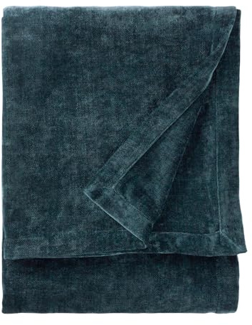 Yard Heavy Chenille Throw (Navy, 150 x 200 cm) | Soft chenille throw with a luxurious velvet feel for sofas and beds