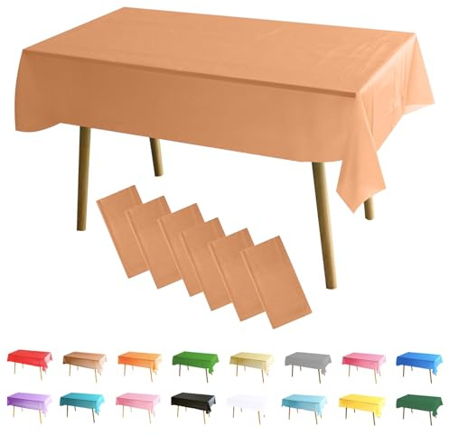 MOMAHUA 6 Packs Or Rose Nappes,137x274cm PEVE Nappe de Table Rectangulaire,Nappes Imperméables pour Fête Anniversaire,Picnic,Exterieur,Jardin,Mariage,Noël,Halloween