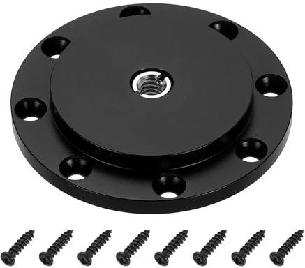PATIKIL 3/8 Thread Tripod Adapter Holder 50mm Dia, Aluminum Alloy Flange Wall Mount Tripod Mount Plate with 1/4 Adapter Screws for Magic Arm Light Flash DSLR Camera