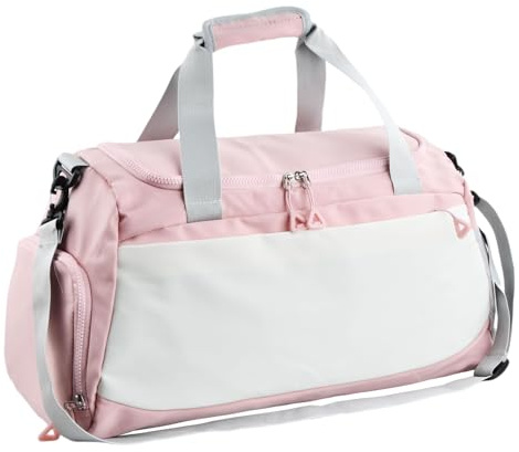 Sporttasche & Reisetasche für Damen und Herren, 50x23x27cm Reisetasche Duffel Bag mit Schuhfach & Nassfach, Wasserdicht Sporttaschen Schwimmtasche Trainingstasche (Pink)