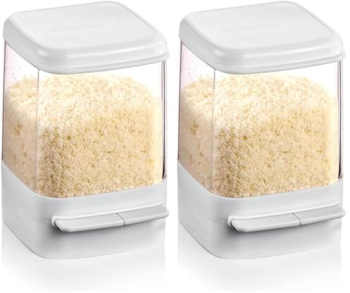 Avilia Contenitore Igienico per Frigorifero, Formaggiera da Tavola Spargiformaggio, Portaformaggio Ermetico in Plastica Robusta, 8x7x11 cm, 600 ml, Lavabile in Lavastoviglie – Dispenser Integrato