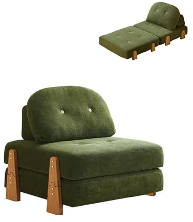 Schlafsofa mit Matratze Cord Sofa mit Schlaffunktion GäStebett Schlafcouch Klein Schlafsessel mit Bettfunktion Tagesbett Recamiere Chaiselongue Sofabett Bettsofa Couch Bettsessel Couchbett (Grün)