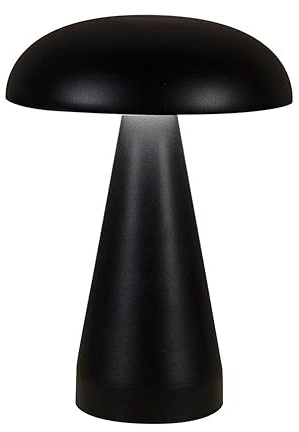 Coen Bakker LED Tischleuchte im Pilz-Design - Kabellose Akku-Tischlampe dimmbar mit Touch-Steuerung - USB Anschluss und 3 Lichtmodi - Hochwertige Metall-Optik (Schwarz/Matt)
