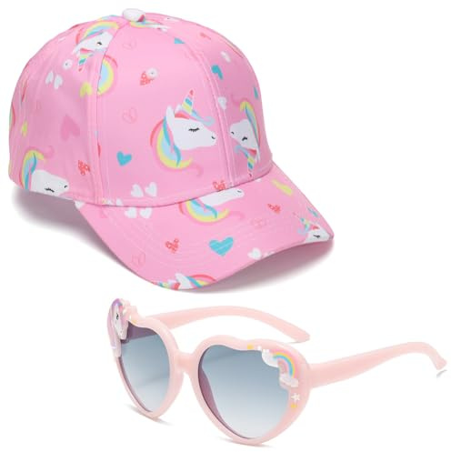 FCXVXCL Berretto da Baseball Bambino, 2PCS Cappellino da Baseball con Occhiali da Sole Cappello Visiera Cappellos da Baseballs Regolabile Cappello da Sole Cappellino Estivo