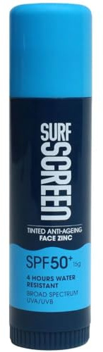 Surf Screen Zinc Stick SPF50+ Blue – Face Sunscreen Stick, Mineral Zinc Oxide Sunblock, Waterproof SPF50+ for Surfing, Swimming & Outdoor Sports (15g)
