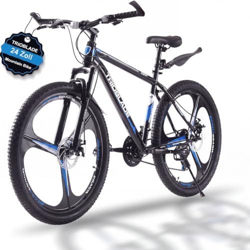 KernGut 24/26/27.5 Zoll 21-Gang Mountainbike, mit Stoßdämpfer, Doppel Scheibenbremsen und Schlammbrett 3-Speichen-Räder High-Carbon Stahlrahmen MTB, Outdoor Sport Fahrrad Stadt & Gelände