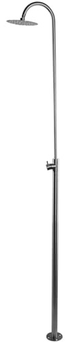 POOL Total IDEAL Eichenwald Easy Gartendusche V2A - Kalt- und Warmwasserdusche mit Einhebelmischer - 228 cm Edelstahl geschliffen - Ø 20 cm Kopfdusche