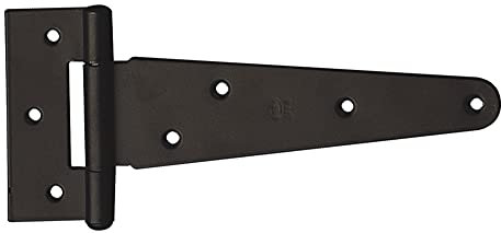 Amig - Bisagra Tipo T Plateada de Acero con Acabado Negro Mate para Puertas Abatibles Lisas de Entrada y Paso, de Interior y Exterior y Armarios - 207 x 111 mm - Montaje Fácil y Rápido