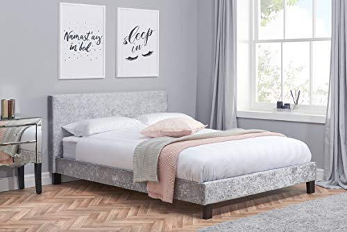 Birlea Berlin Bed, Crushed Velvet, Steel, Double