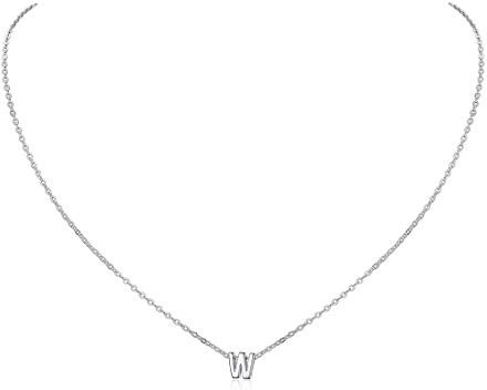ChicSilver Buchstabe W Halskette aus 925er Sterling Silber Buchstabenanhänger mit 40+5cm Halskette BFF Halskette mit Geschenkebox für Damen und Frauen