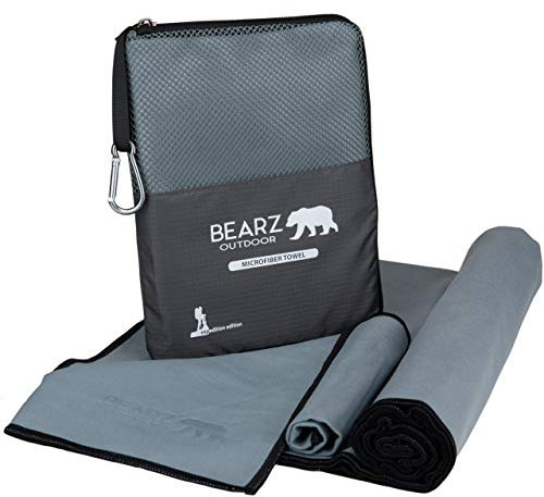 BEARZ Outdoor Schnelltrocknendes Handtuch, Reise-Handtuch, ultrakompaktes Camping-Handtuch, Fitness-Handtuch, Mikrofaser-Handtuch, Camping-Handtuch, Wandern, Yoga (Space Gray)