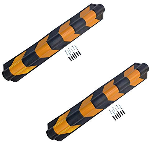 SNS SAFETY LTD RCG-128 Protectores de Esquina de Goma, Espesor 20 mm, para Garajes y Almacenes, Negro y Amarillo, 80x10x10 cm (Paquete de 2)