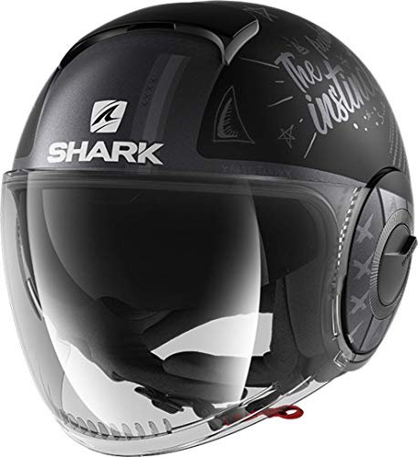 SHARK Herren NC Motorrad Helm, Schwarz/Grau, M