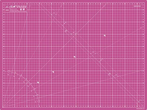 La Canilla ® - Tapis de Découpe avec surface d’auto-guérison A2 (60x45cm) Plaque de Découpe, Planche à Découper Centimètres et Pouces | 5 couches de PVC | Pour Couture, Artisanat et Patchwork (Rose)