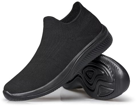 vibdiv Schuhe Frauen Sneaskers Leichte Trainer Komfortable Casual Office Flache Schuhe, Alles schwarz 38