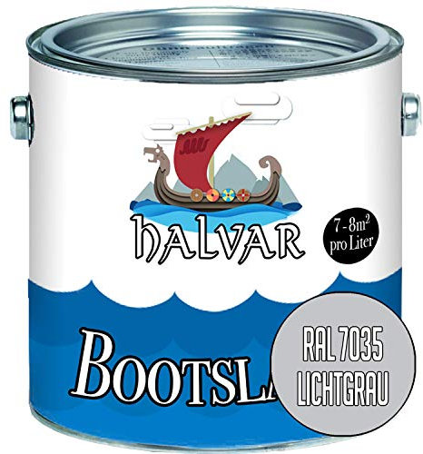 Halvar 2-K SEIDENMATT Yachtlack Grau RAL 7000-7047 Bootslack für GFK/Polyester/Kunststoff 2-Komponenten Lack inkl. Härter (1 L, RAL 7035 Lichtgrau)