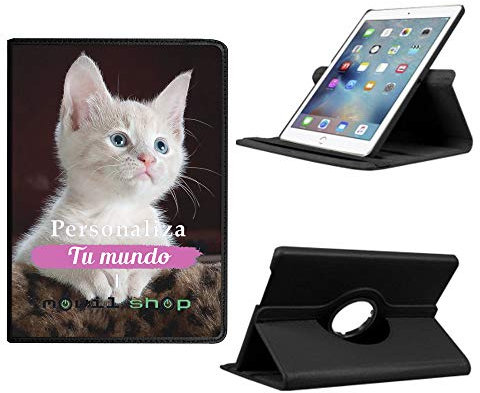 Movilshop Personaliza tu Funda Tablet [iPad Air 2] con Foto Texto | Giratorio Rotación de 360º Función Soporte Cuero Sintético Negro