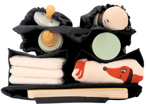 lilibell Wickeltasche für Eltern mit Fächern, Innentasche Handtaschen organizer, Taschenorganizer für Newborn Baby Essentials, Waschbar und Flexibel, Ideal für Reisen & Rucksack, schwarz