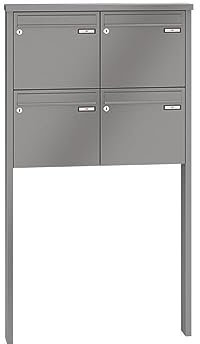 RENZ/Tetro / 4er Freistehende Briefkastenanlage Standbriefkasten/RAL-Farbe 9007 Volumen 12 L/zum Einbetonieren/Dein-Briefkasten.de