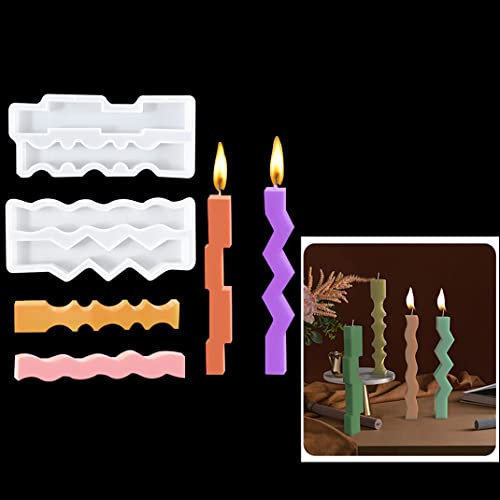 DIYBravo 2 Stücke Irregulär Welle Kerzen Formen Stabkerze Silikonform kerzenform Gießform Epoxidharz Formen Kerze Candle Molds für Duftkerze Kunsthandwerk DIY (Transparent)