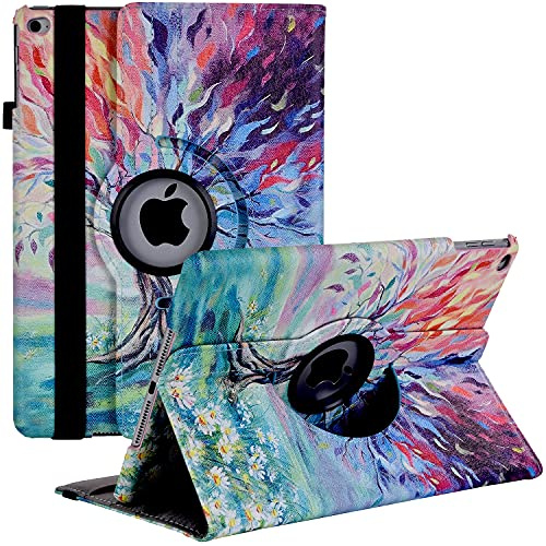 New iPad 9.7 2018 2017 / iPad Air 2 Case - 360 Degree Rotating Stand Protective Cover with Auto Sleep Wake for iPad 9.7 inch (6th Gen, 5th Gen) / iPad Air 2/ iPad Air (Lucky Tree)