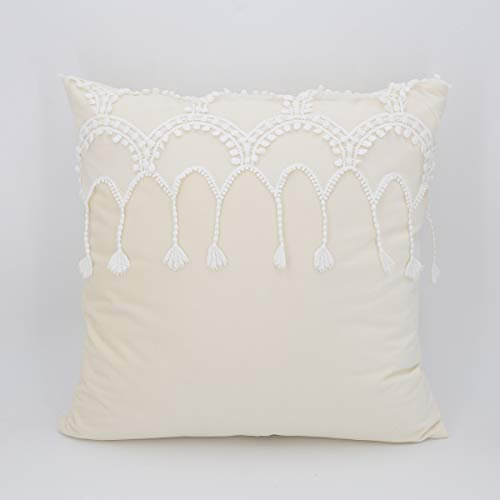 LLWYH Zierkissenbezüge Kissenhülle Spitze Spitze Sofa Schlafzimmer Dekoriert Quadratische Kissenbezug Weiß 45X45 cm (Ohne Kissenkern)