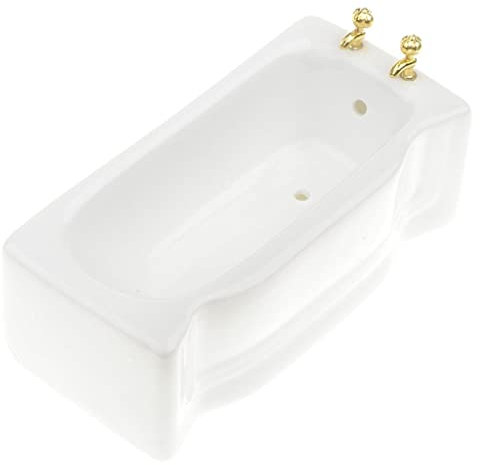 MagiDeal 1/12 Keramik Weiß Quadratisch Badezimmer Badewanne Puppenhaus Dekoration Zubehör, Weiß2