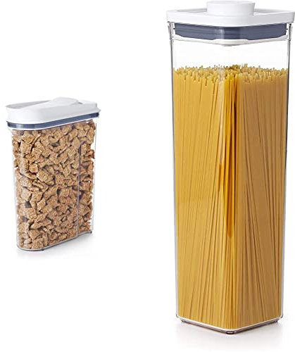 OXO Good Grips POP Large Cereal Dispenser - 4.2 Litre & Good Grips POP Container - Small Square Tall 2.1 Litre