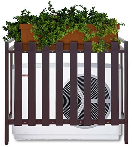 Mendler Cache pour climatiseur/Pompe à Chaleur HWC-K58, Couverture Grille de Protection métal 80x90x39cm - Marron
