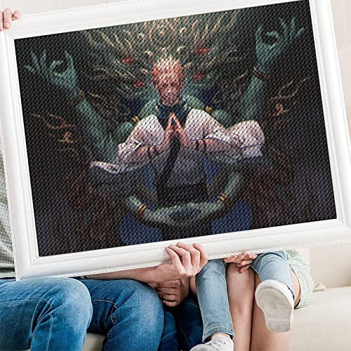 PAWCA 5D DIY Diamond Painting,Anime Jujutsu Kaisen Sukuna,Crystal Strass Cross Stitch Kit, Mosaik-Handwerk für die Heimdekoration(round drill)-40x50cm